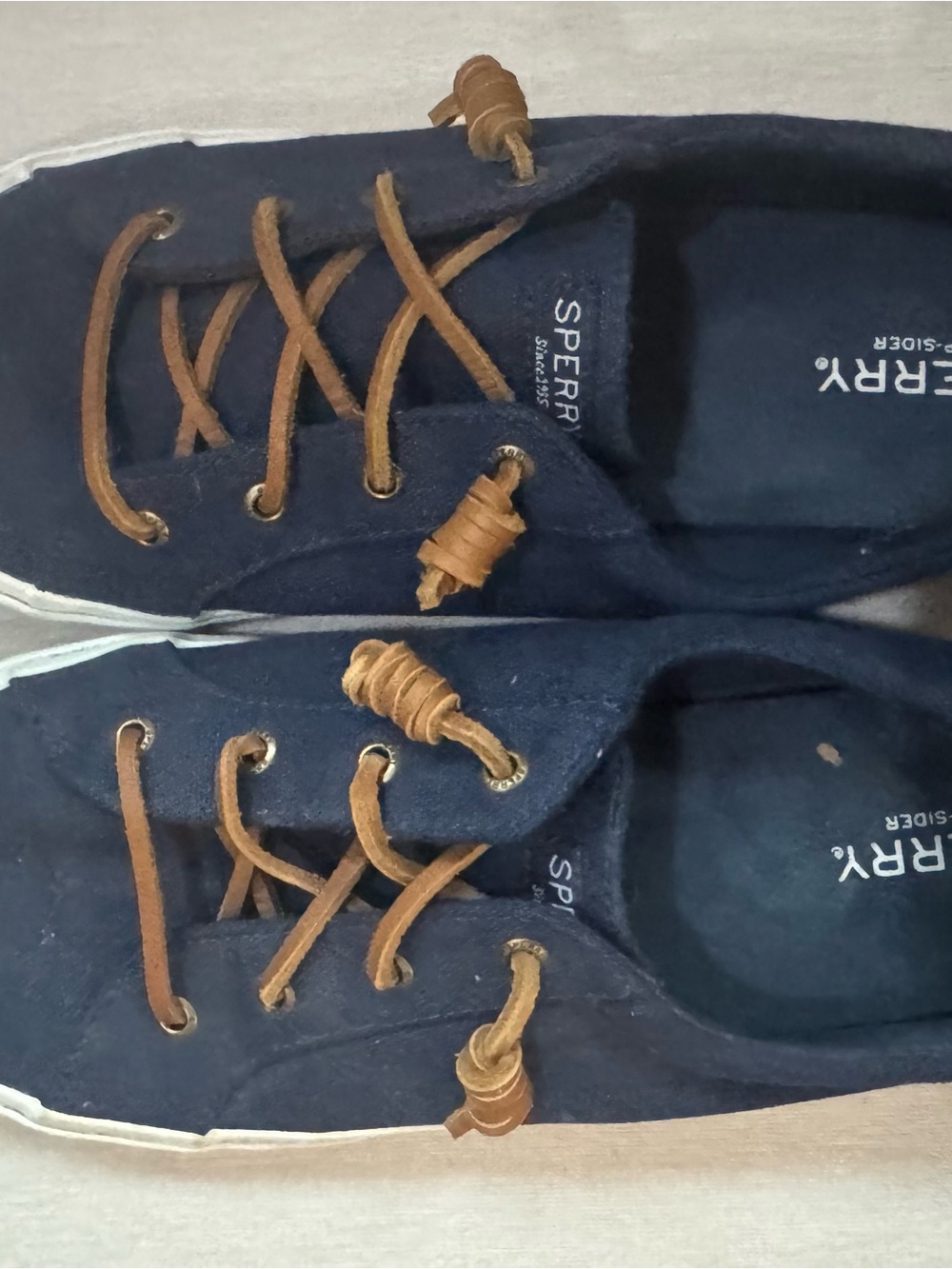 Sperry Navy Women’s Sneakers with Tan Leather Laces